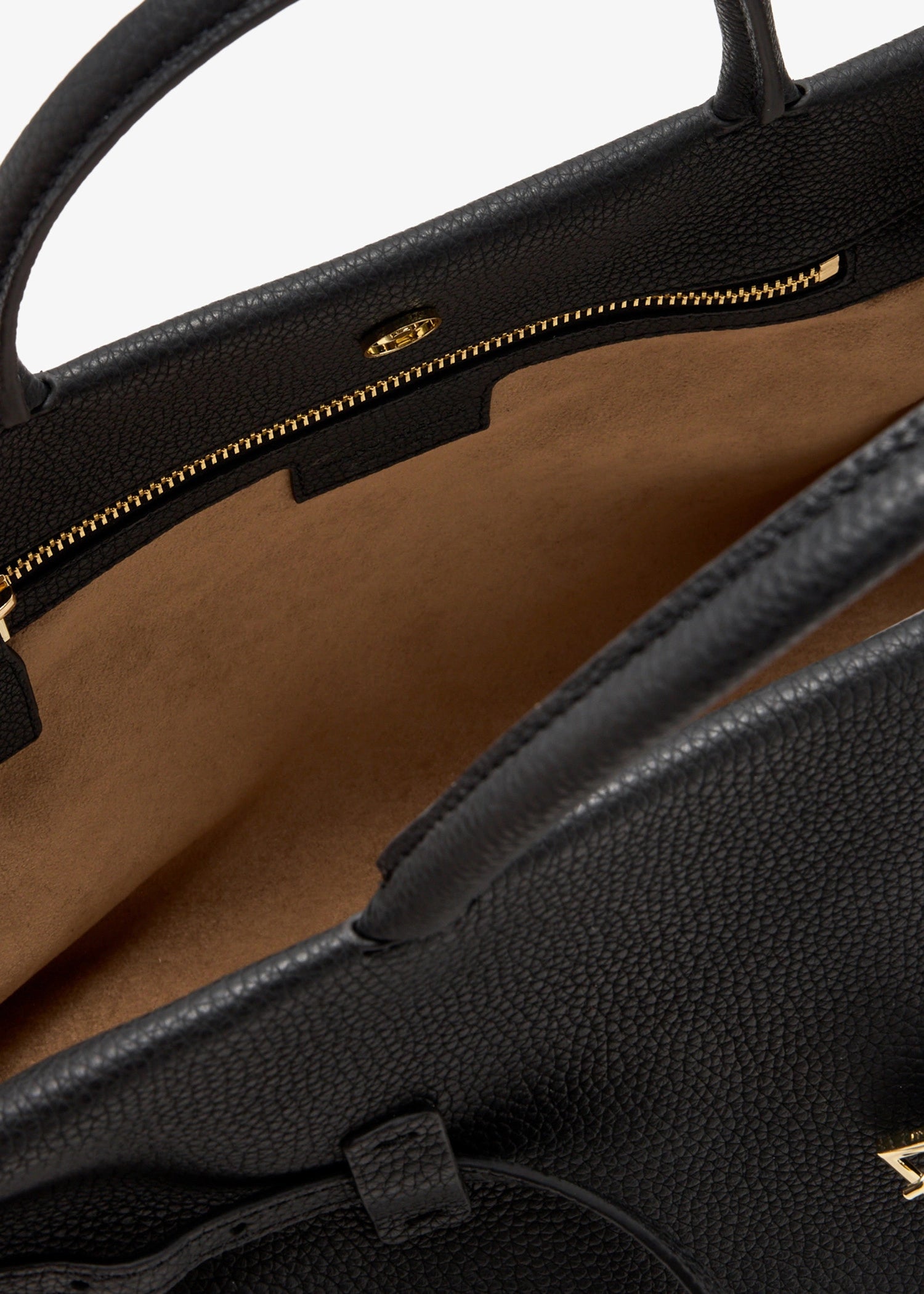Grained Calfskin Belt Buckle Expandable Leather Tote Bag