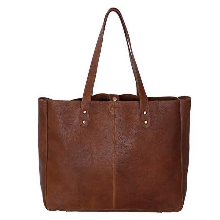 Full-Grain Buffalo Leather Large Capacity Laptop Tote Shoulder Bag