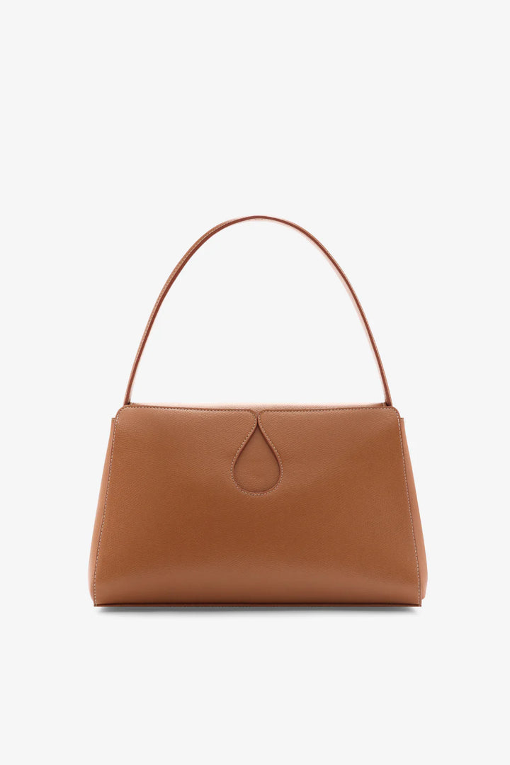 Structured Grained Calfskin Teardrop Cutout Minimal Shoulder Leather Bag