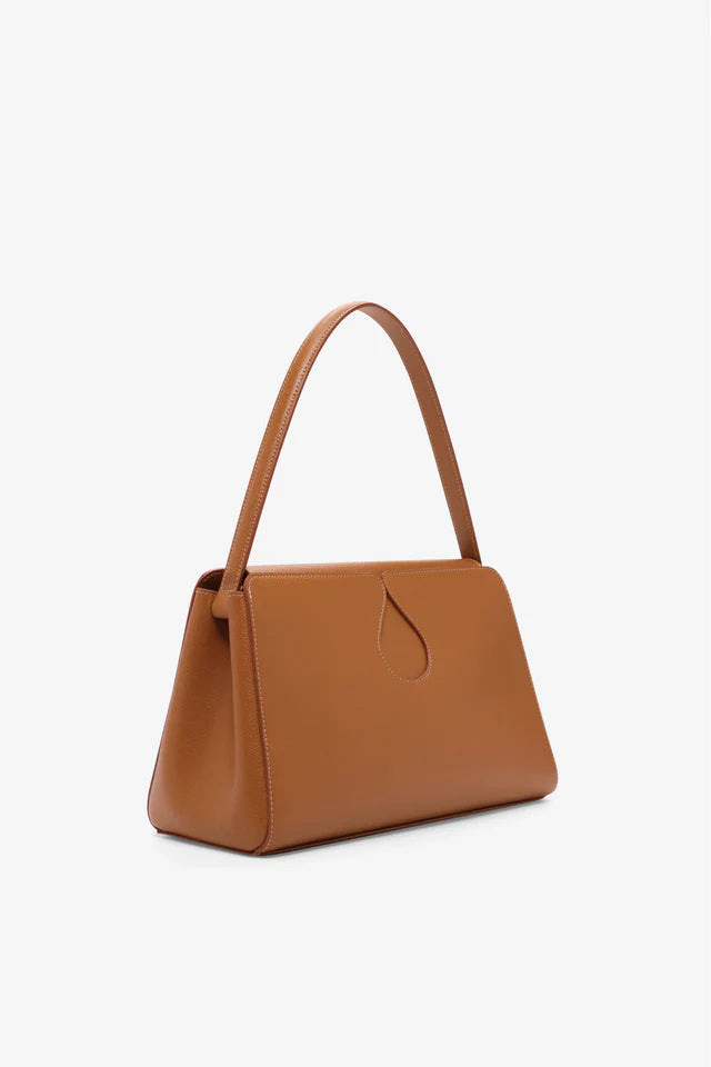 Structured Grained Calfskin Teardrop Cutout Minimal Shoulder Leather Bag