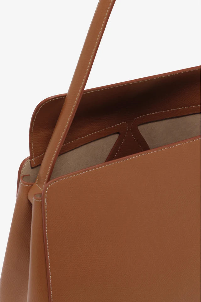 Structured Grained Calfskin Teardrop Cutout Minimal Shoulder Leather Bag