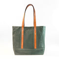 Heavy Waxed Canvas Structured Tote Bag With Vegan Leather Handles