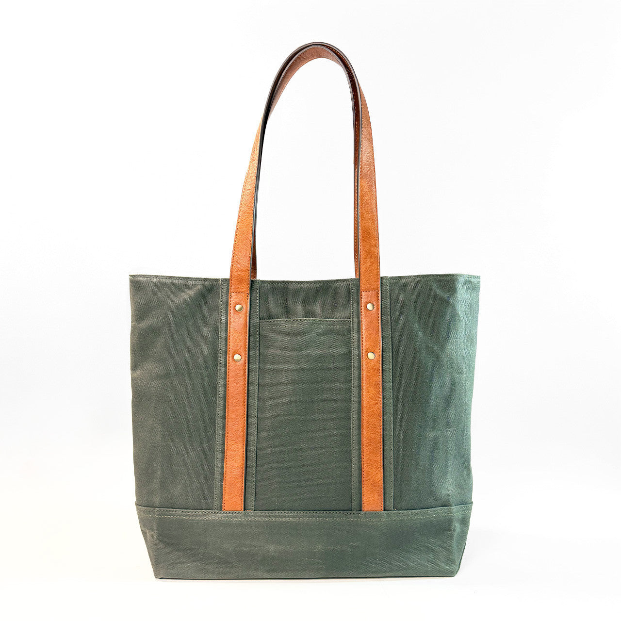 Heavy Waxed Canvas Structured Tote Bag With Vegan Leather Handles