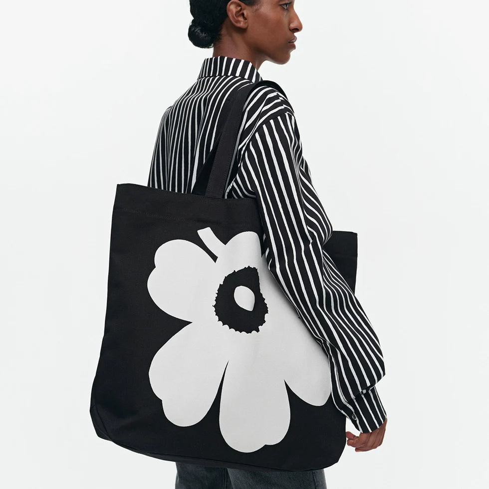 Heavyweight Washable Cotton Canvas Floral Print Daily Tote Bag